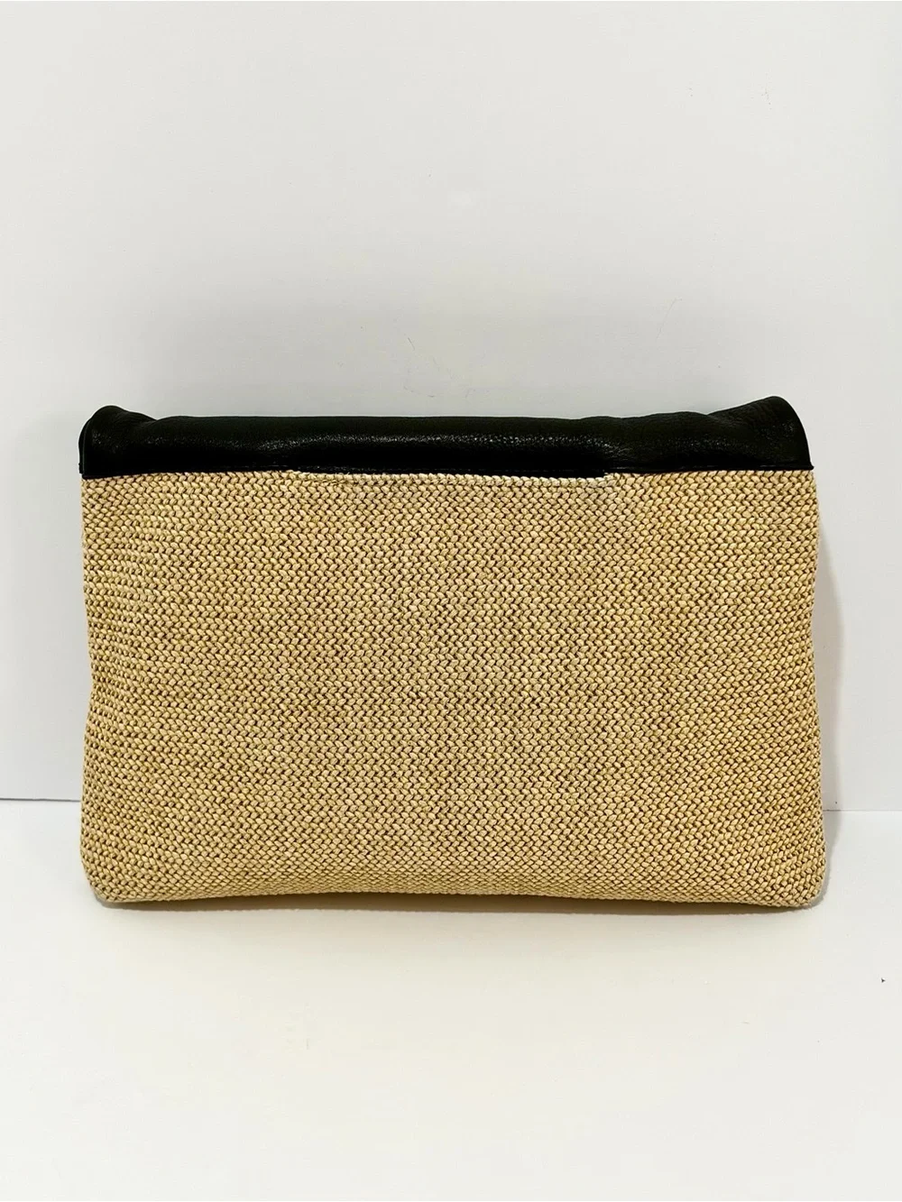 HAMMITT VIP Large Crossbody Bag In Black Leather And Chaparral Raffia/Gunmetal